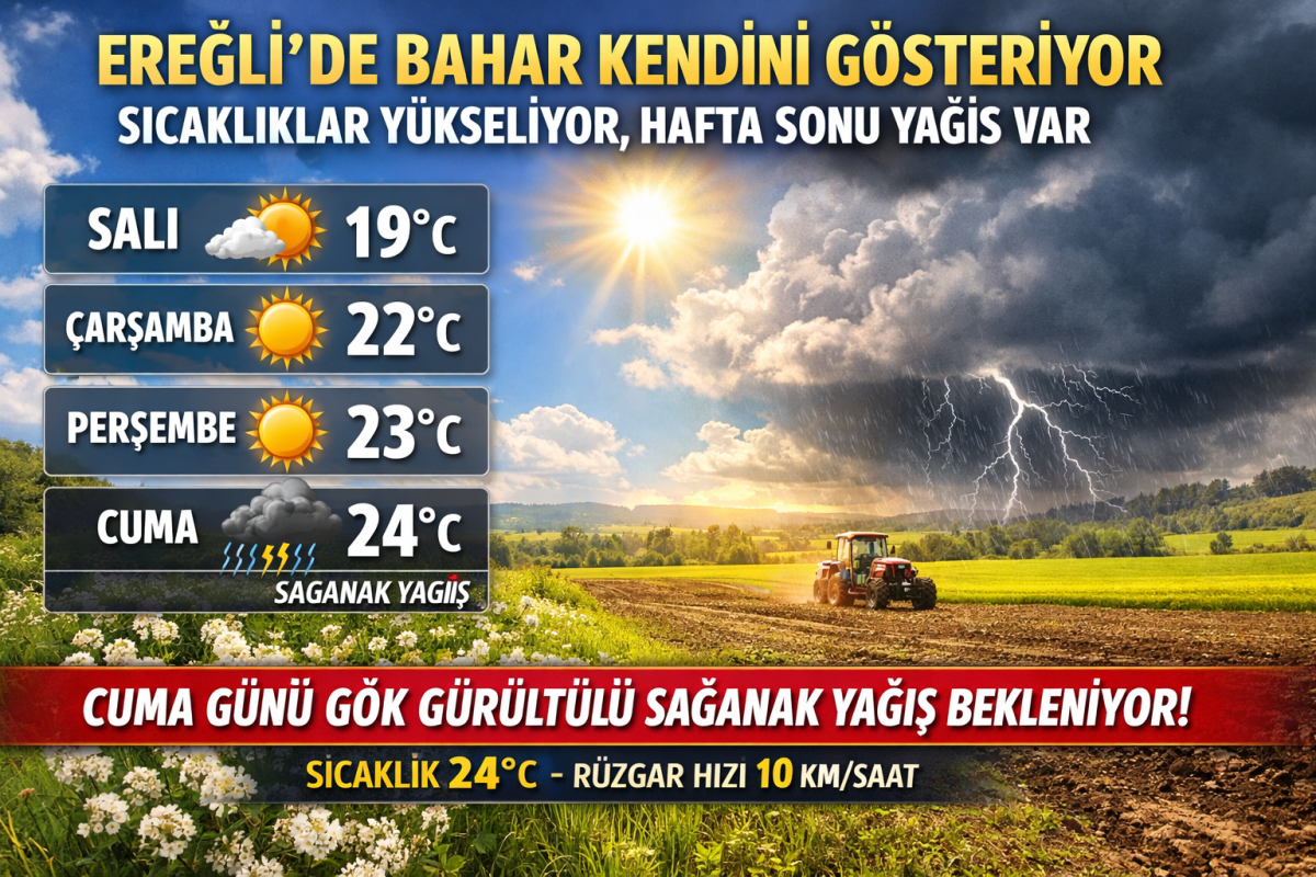 EREĞLİ’DE BAHAR KENDİNİ GÖSTERİYOR; SICAKLAR YÜKSELİYOR, HAFTA SONU YAĞIŞ VAR